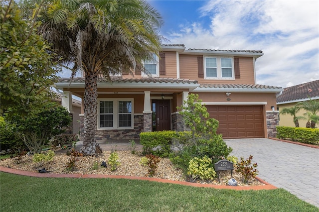 view of front of house with a garage