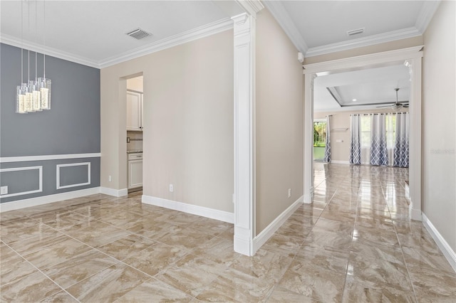 hallway with crown molding