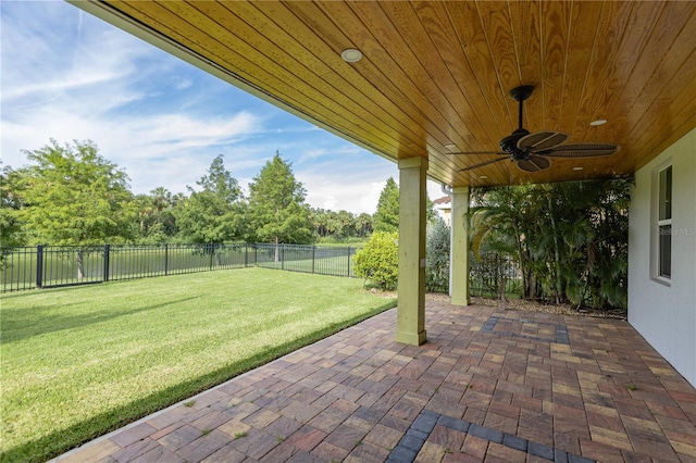 view of patio / terrace with ceiling fan