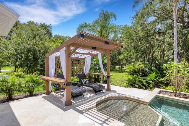 view of patio / terrace featuring a pergola