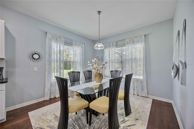 dining space featuring dark hardwood / wood-style floors