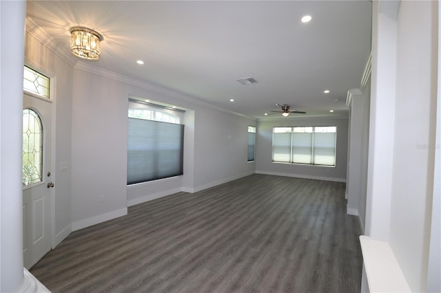 5107 Whispering Oaks Dr, North Port, FL 34287 - foyer featuring visible vents, ornamental molding, and recessed lighting