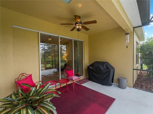 view of patio / terrace featuring grilling area and ceiling fan