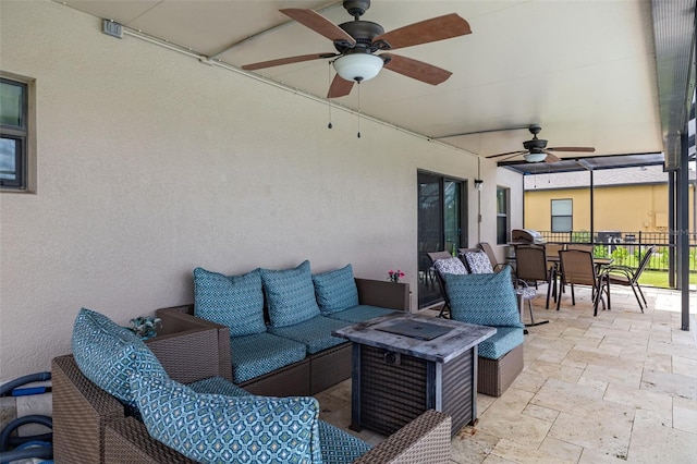 view of patio / terrace with outdoor lounge area and ceiling fan