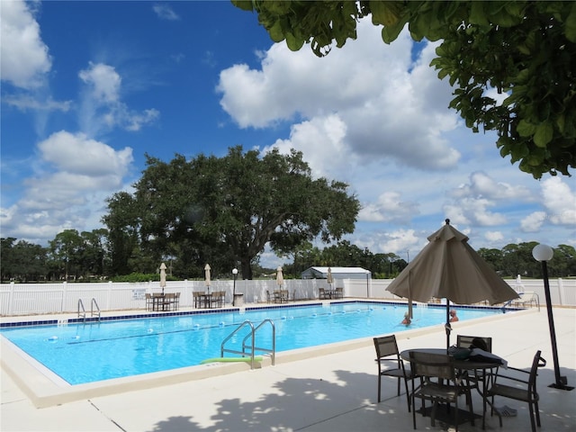 view of pool featuring a patio