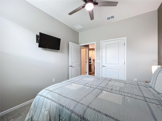 bedroom with carpet and ceiling fan