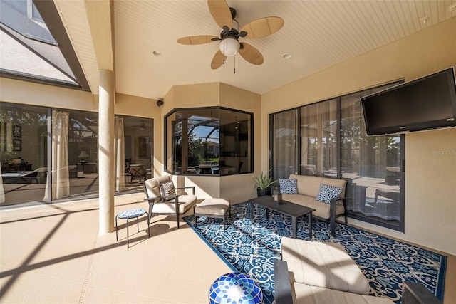 view of patio / terrace with outdoor lounge area and ceiling fan