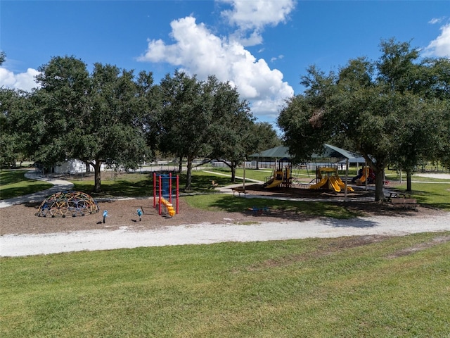 view of play area featuring a yard