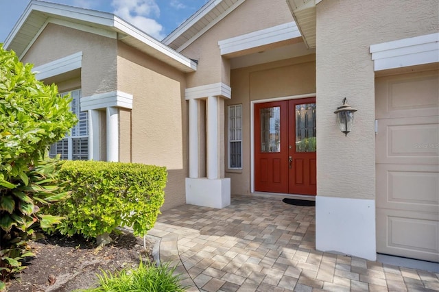 entrance to property with a garage