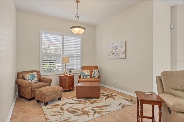 sitting room featuring light tile patterned floors