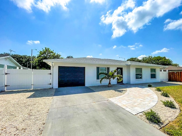 single story home with a garage