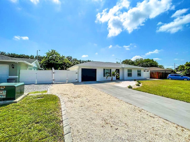 ranch-style house featuring a front yard