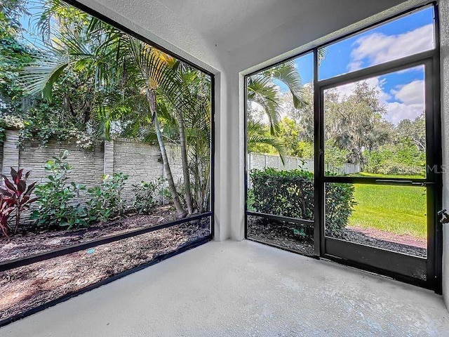 view of unfurnished sunroom