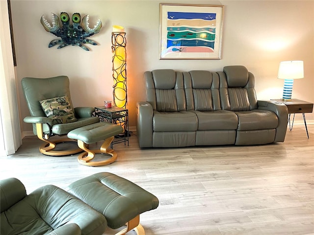 living room featuring baseboards and wood finished floors