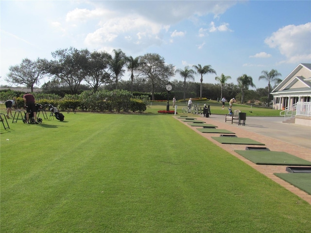 view of community featuring a lawn