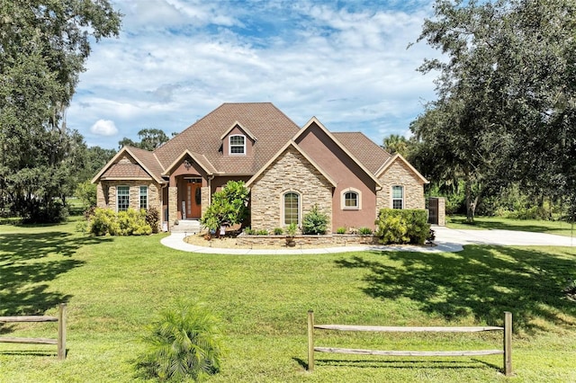 view of front of property with a front lawn