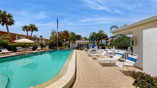 view of pool featuring a patio area