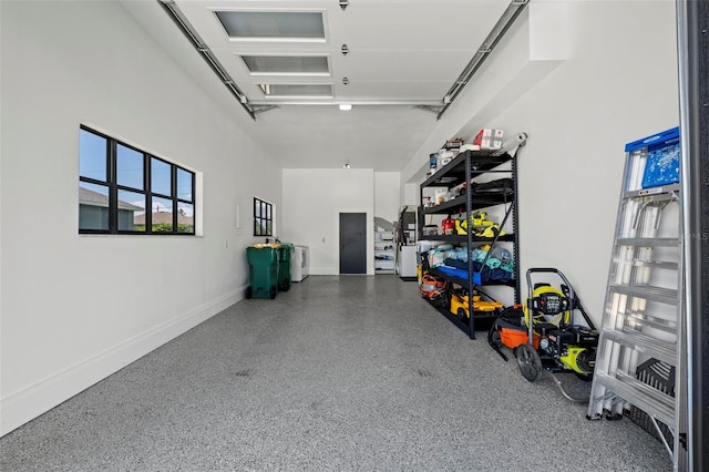 garage with baseboards