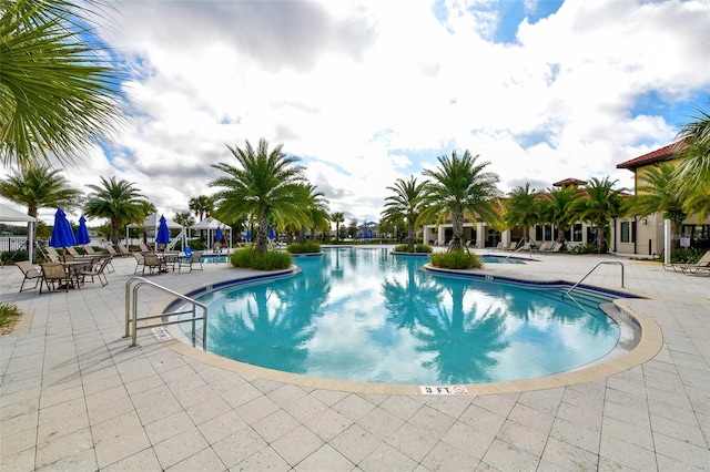 view of pool featuring a patio area