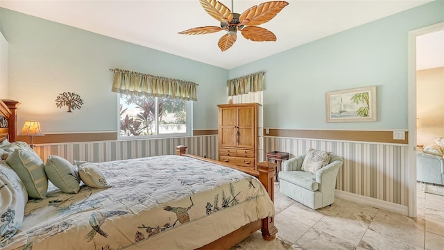 bedroom featuring ceiling fan