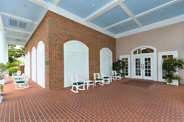 view of patio featuring french doors