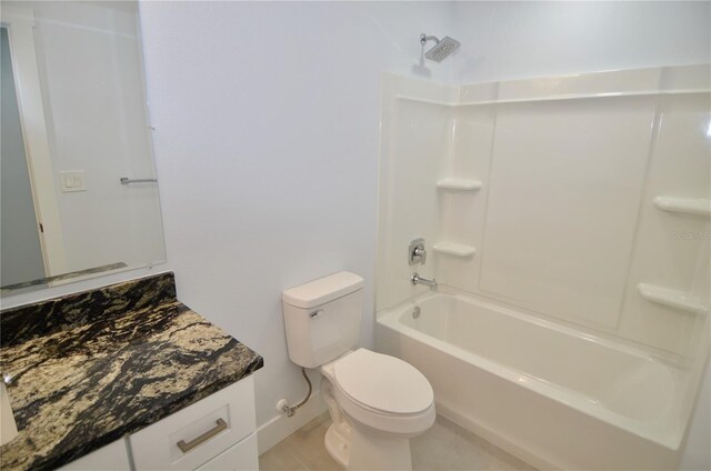 full bathroom featuring vanity, tile patterned flooring, shower / bathing tub combination, and toilet