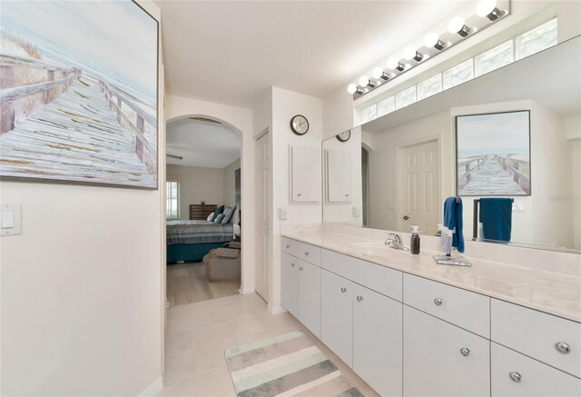 bathroom with tile patterned flooring, plenty of natural light, and vanity