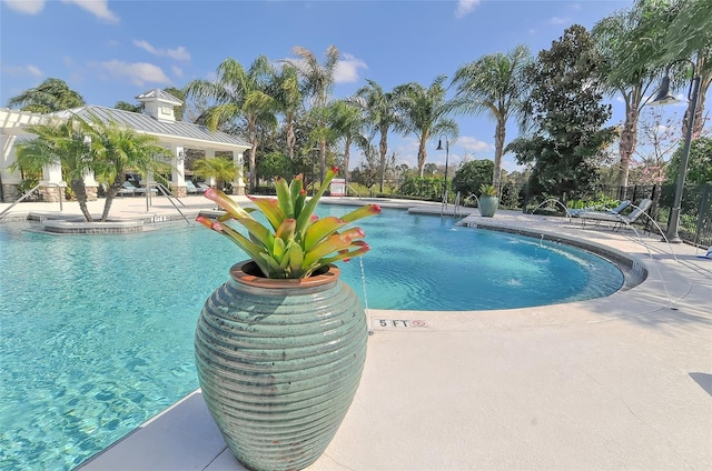 view of pool featuring a patio