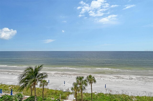 property view of water featuring a view of the beach