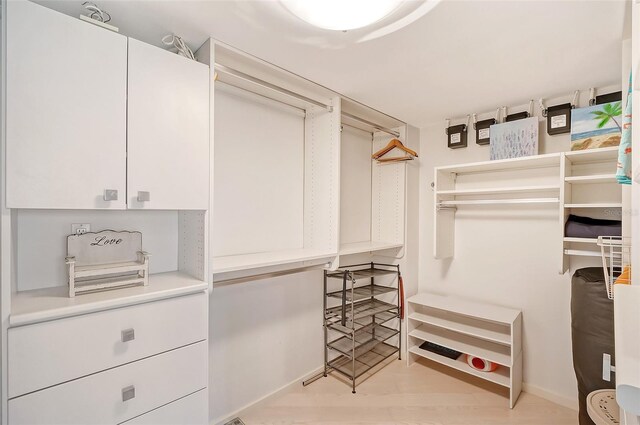 walk in closet featuring light wood-style floors