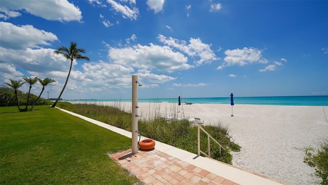 property view of water with a beach view