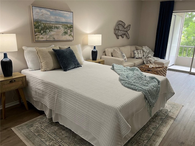 bedroom with wood-type flooring