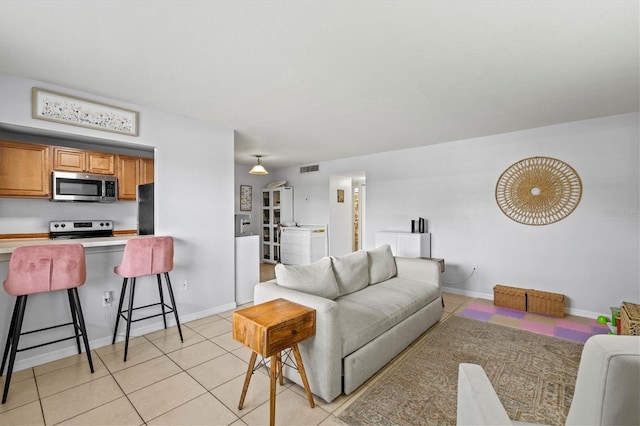 view of tiled living room