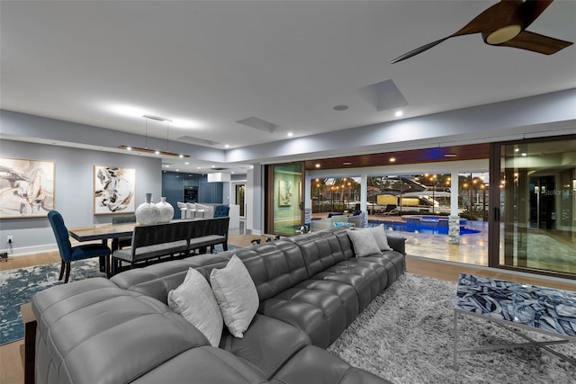 living room with wood-type flooring