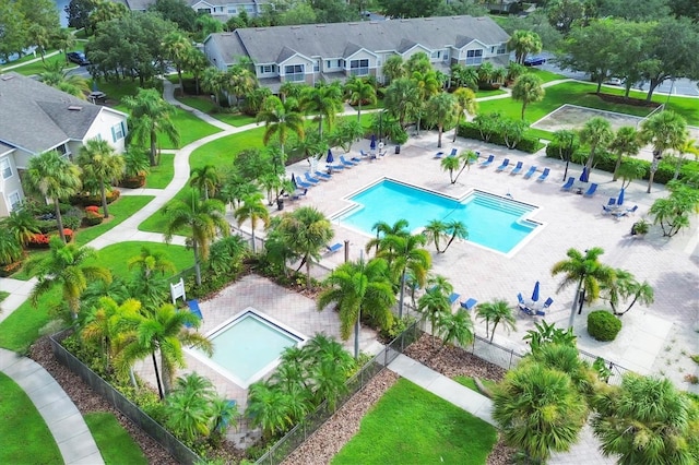 view of swimming pool featuring a patio area