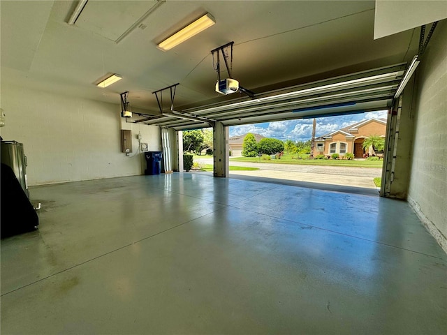 garage with a garage door opener