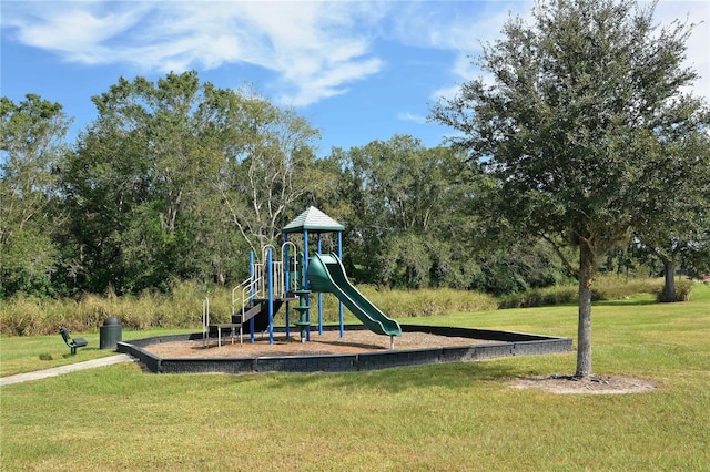 view of play area with a lawn