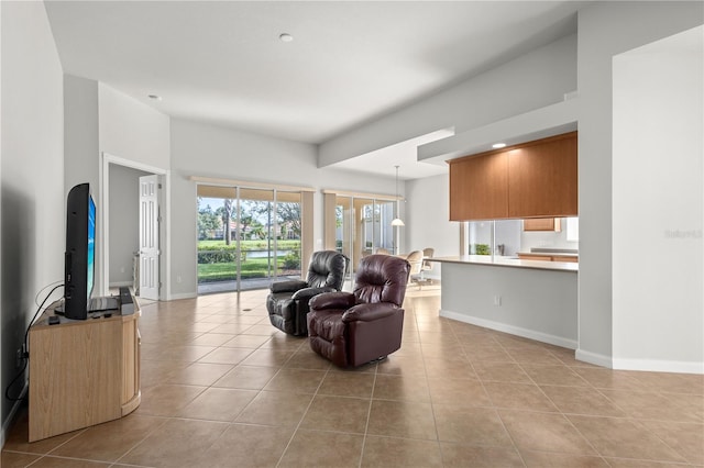 view of tiled living room