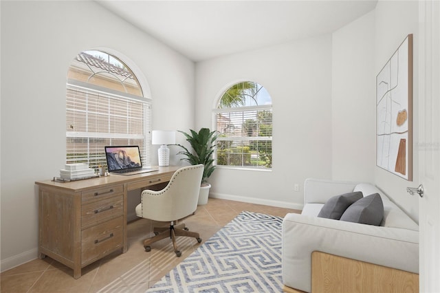 office space featuring light tile patterned floors