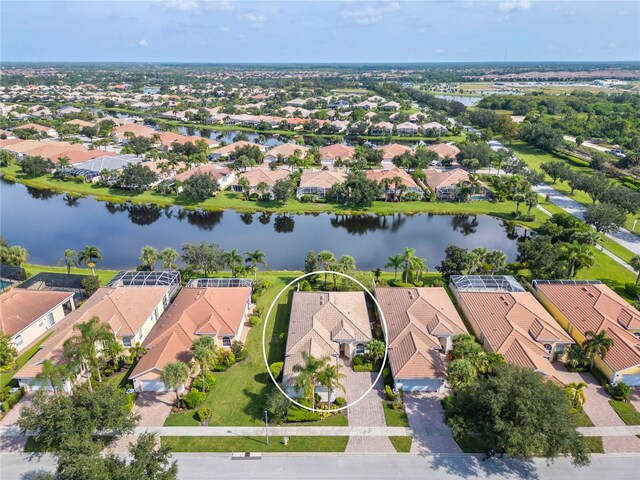 bird's eye view featuring a water view