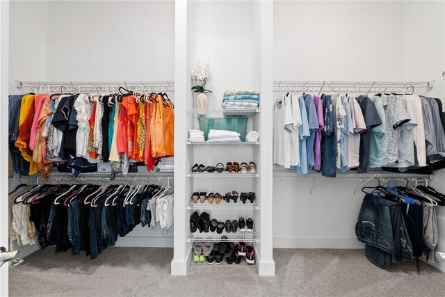 spacious closet with carpet