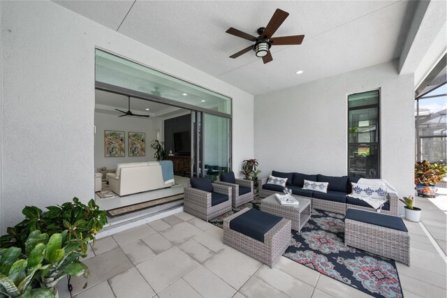 view of patio / terrace with outdoor lounge area and ceiling fan