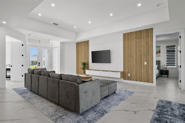 living room with french doors