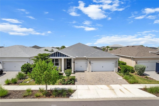 single story home with a garage