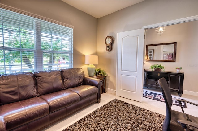 view of tiled living room