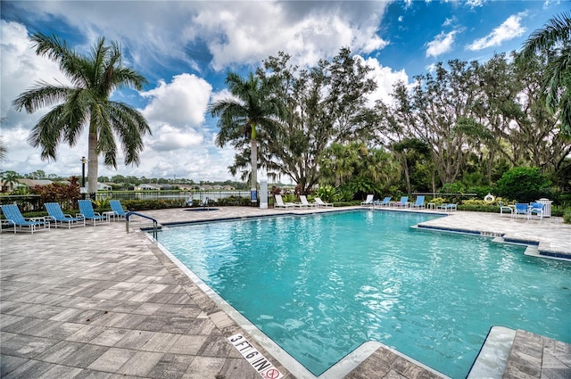 view of pool featuring a patio area