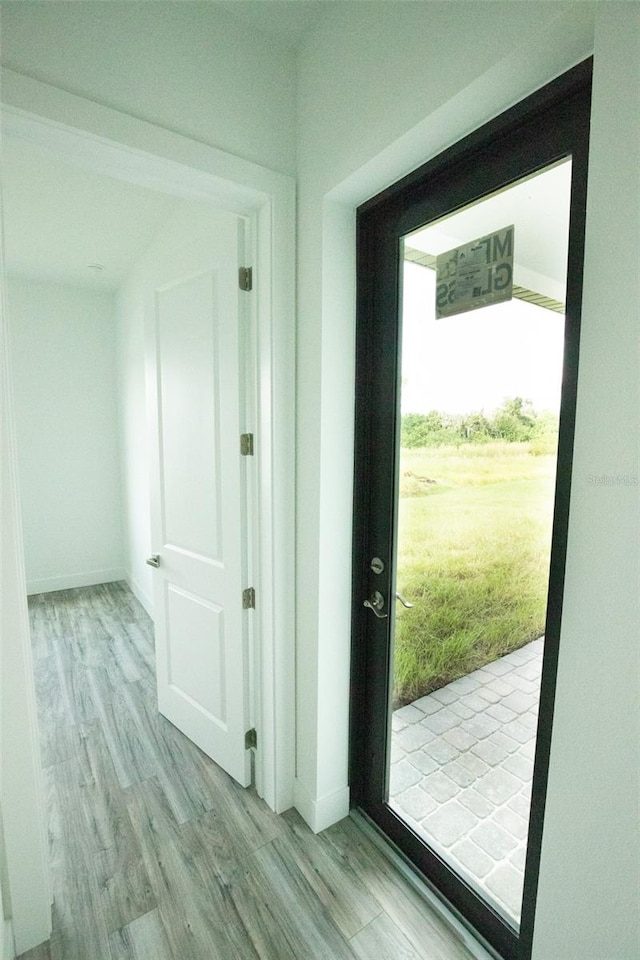 entryway with light wood-type flooring