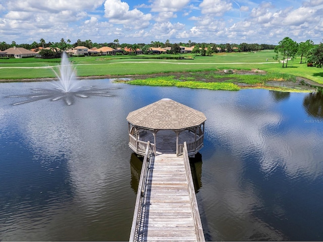 dock area with a water view