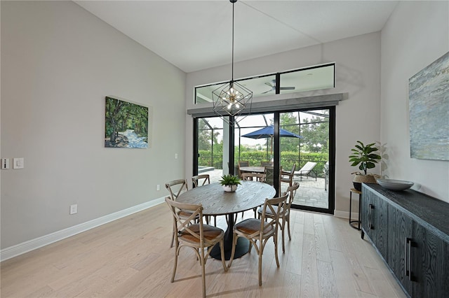 dining space featuring light wood-type flooring