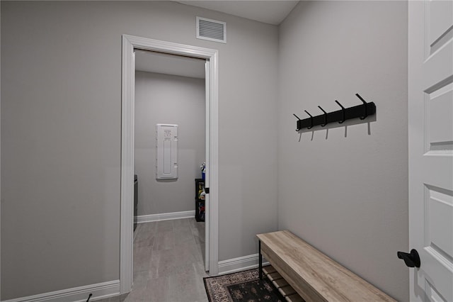 mudroom featuring light hardwood / wood-style flooring